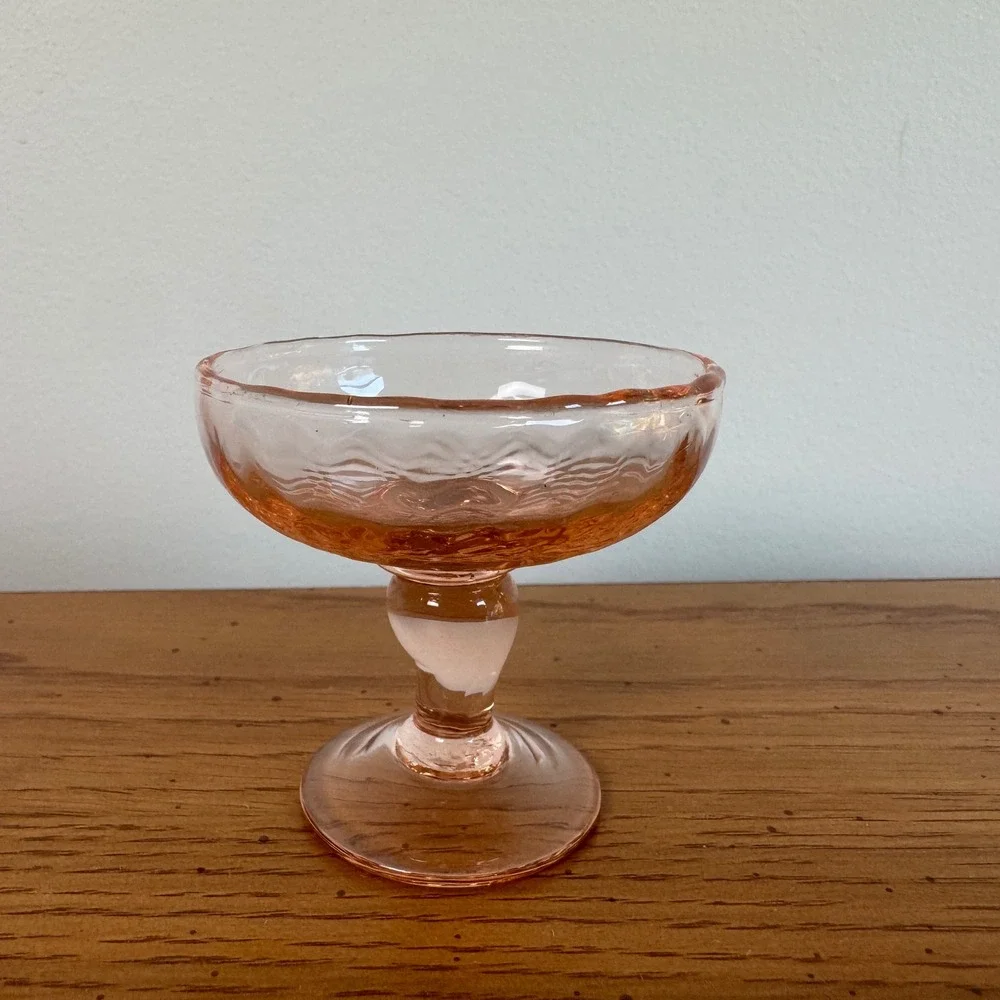 Vintage Pink Depression‎ Glass Footed Dessert Sherbet Cup Champagne Coupe 2.5